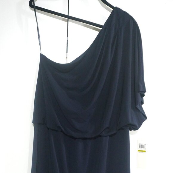 Maggy London one sided shoulder dress Navy color Size 14 NWT - Picture 2 of 8